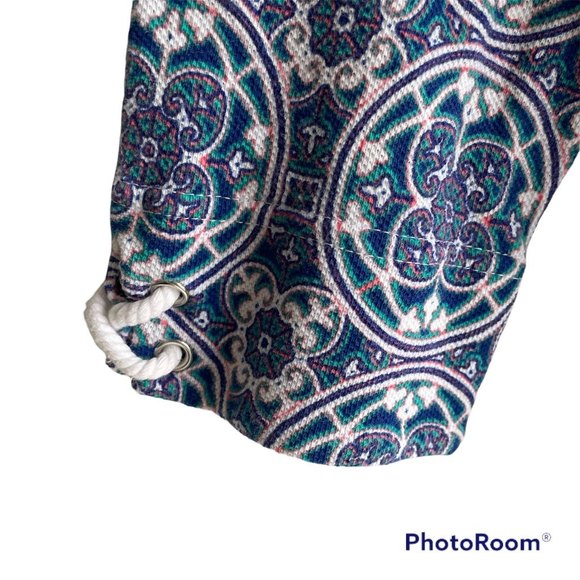 T by Talbots Ladies Multicolor Medallion Boatneck 3/4 Length Casual Tee, S - Picture 5 of 7